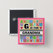 Alphabet Art voor oma Vierkante Button 5,1 Cm (Voorkant /achterkant)