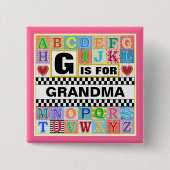 Alphabet Art voor oma Vierkante Button 5,1 Cm (Voorkant)