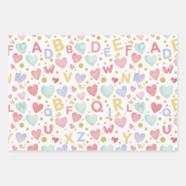 Alphabet Avonturen: Watercolor ABC's & Harten Inpakpapier Vel