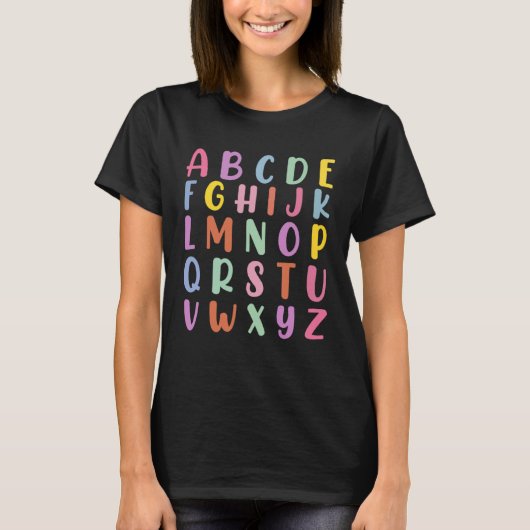 Alphabet Back To School Pre K Kindergarten Teacher T-shirt (Voorkant)