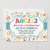 Alphabet Birthday Party Invitation Kaart (Voorkant)