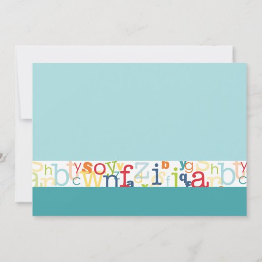 Alphabet Birthday Party Invitation Kaart (Achterkant)