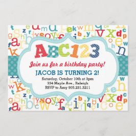 Alphabet Birthday Party Invitation Kaart
