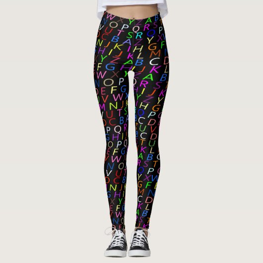 Alphabet Black Leggings (Voorkant)