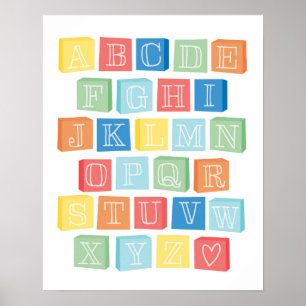 Alphabet blokkeert de moderne kunst van kinderen poster