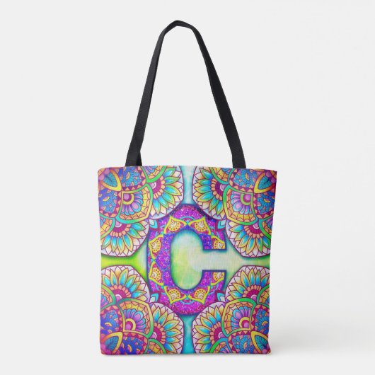 Alphabet C mandala Tote Bag (Achterkant)