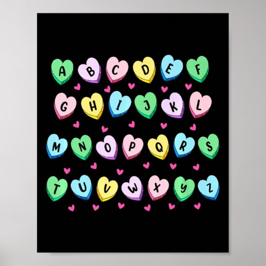 Alphabet Candy Heart Love Valentines Day Teacher Poster (Voorkant)