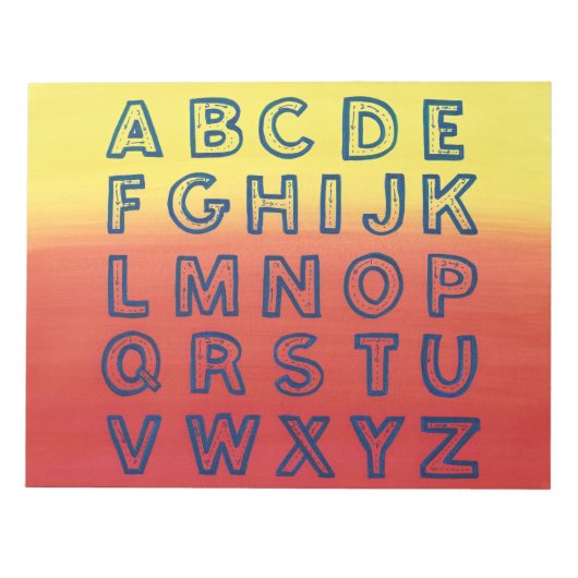 Alphabet Chart Upper Hoesje Letters Sunset Notitie Notitieblok (Voorkant)