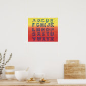 Alphabet Chart Upper Hoesje Letters Sunset Ombre Poster (Keuken)