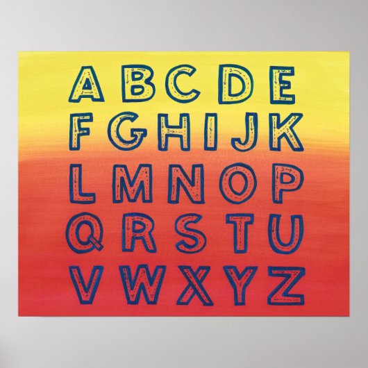 Alphabet Chart Upper Hoesje Letters Sunset Ombre Poster (Voorkant)