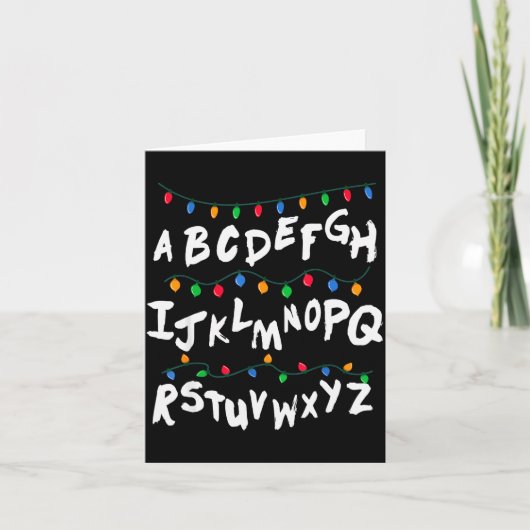 Alphabet Christmas Lights T Shirt Stranger Tee Gif Kaart (Voorkant)