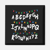 Alphabet Christmas Lights T Shirt Stranger Tee Gif Magneet (Voorkant)