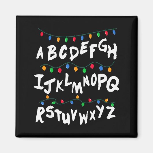 Alphabet Christmas Lights T Shirt Stranger Tee Gif Magneet (Voorkant)