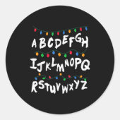 Alphabet Christmas Lights T Shirt Stranger Tee Gif Ronde Sticker (Voorkant)