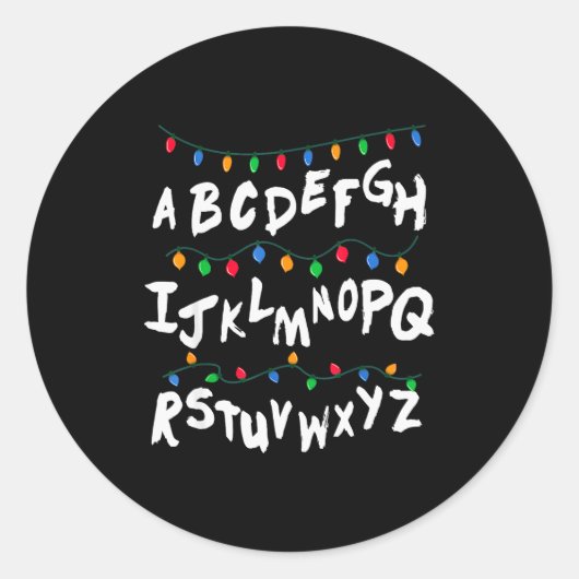 Alphabet Christmas Lights T Shirt Stranger Tee Gif Ronde Sticker (Voorkant)