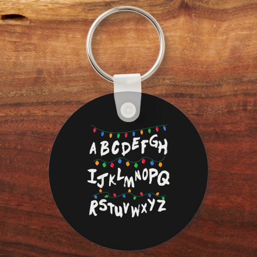 Alphabet Christmas Lights T Shirt Stranger Tee Gif Sleutelhanger (Voorkant)