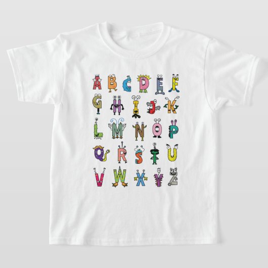 Alphabet Creatures Illustration - Fun ABC Kinder T T-shirt (Laagn)