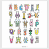 Alphabet Creatures Sticker Blad - ABC Stickers (Vel)