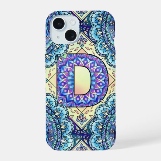 Alphabet D mandala iPhone 15 Case (Achterkant)