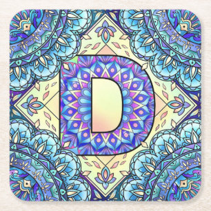 Alphabet D mandala Kartonnen Onderzetters