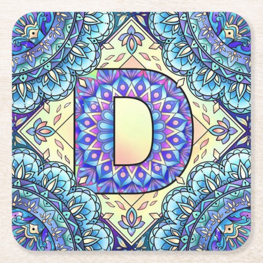 Alphabet D mandala Kartonnen Onderzetters (Voorkant)