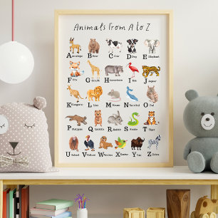 Alphabet Dier A - Een educatief klaslokaal Poster