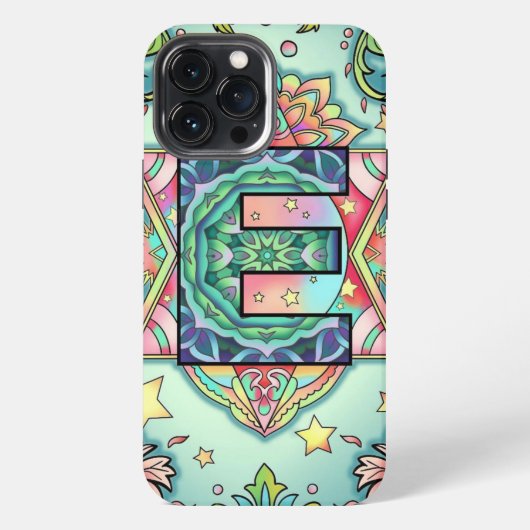 Alphabet E mandala iPhone Hoesje (Achterkant)