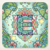 Alphabet E mandala Kartonnen Onderzetters (Voorkant)