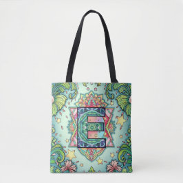 Alphabet E mandala Tote Bag