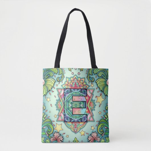 Alphabet E mandala Tote Bag (Voorkant)