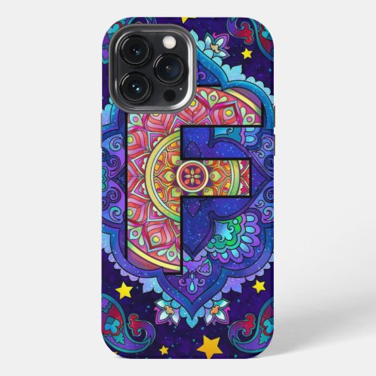 Alphabet F mandala iPhone Hoesje (Achterkant)
