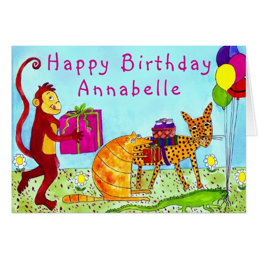 Alphabet Fiesta Birthday Kaart Personaliseren (Voorkant Horizontaal)