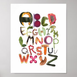 Alphabet Food Art met groenten en fruit - Poster