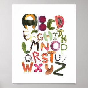 Alphabet Food Art met groenten en fruit - Poster