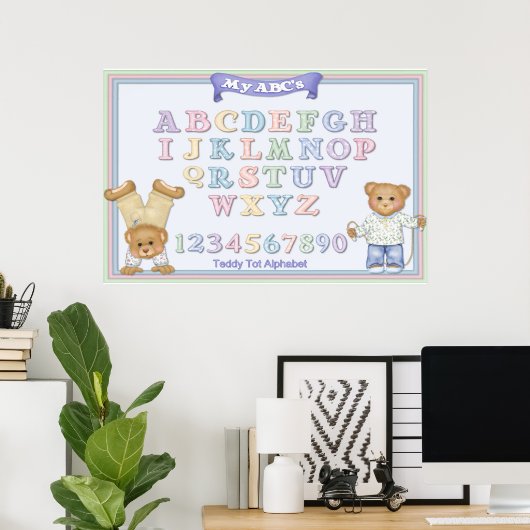 Alphabet Fun Teddy Bears Poster (Thuiskantoor)