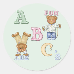 Alphabet Fun Teddy Bears Ronde Sticker