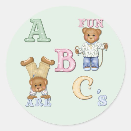 Alphabet Fun Teddy Bears Ronde Sticker (Voorkant)