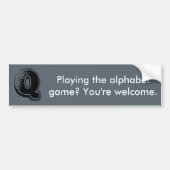 Alphabet Game Bumpersticker Q (Voorkant)