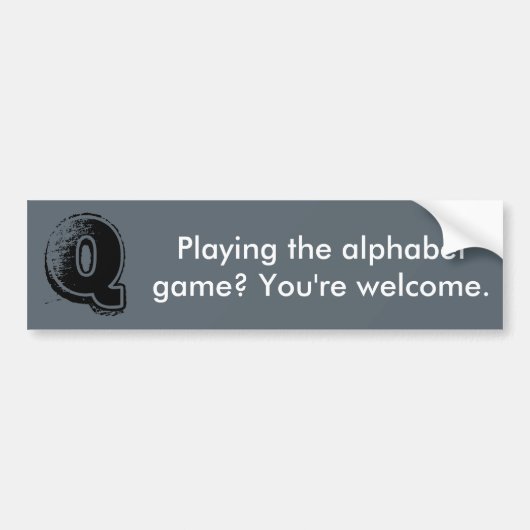 Alphabet Game Bumpersticker Q (Voorkant)