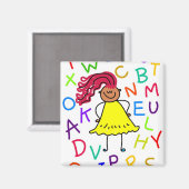 Alphabet Girl Magneet (Voorkant / Achterkant)