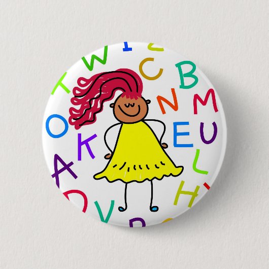 Alphabet Girl Ronde Button 5,7 Cm (Voorkant)