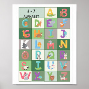 Alphabet Green Poster for Nursery Room