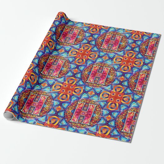 Alphabet H mandala Cadeaupapier (Uitgerold)