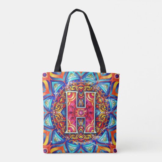 Alphabet H mandala Tote Bag (Achterkant)