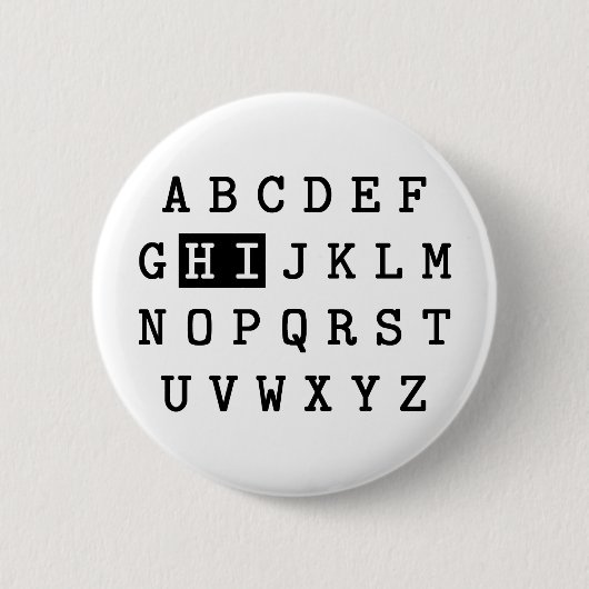 Alphabet Hi Ronde Button 5,7 Cm (Voorkant)