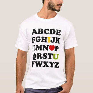 Alphabet I Love You White T Shirt Man