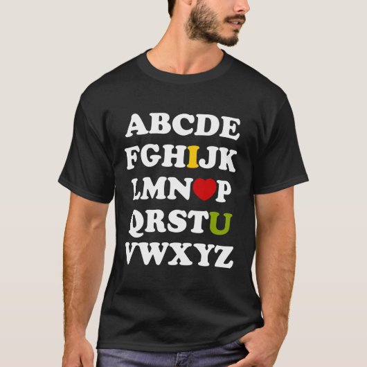 Alphabet ik hou van je donkere T Shirt (Voorkant)
