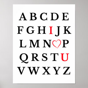 Alphabet Ik hou van je hart hoofdletter Kinder kam Poster