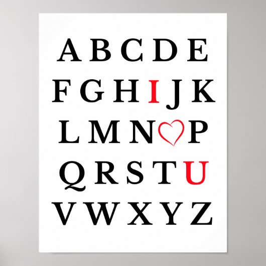 Alphabet Ik hou van je hart hoofdletter Kinder kam Poster (Voorkant)