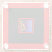 ALPHABET INITIAAL R MONOGRAM GLAZEN ONDERZETTER (Achterkant)